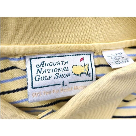 Masters Augusta National Golf Men’s Polo Shirt size large Pima cotton striped - Picture 2 of 5